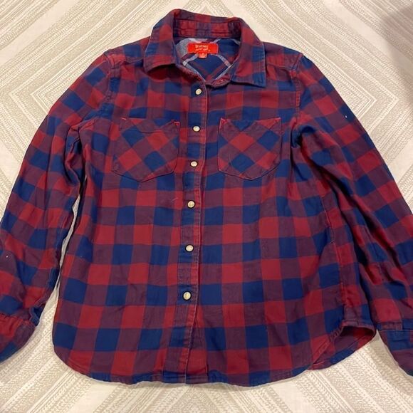 Butter Girls Checkered Sparkle Patch Flannel Shirt - Picture 5 of 6